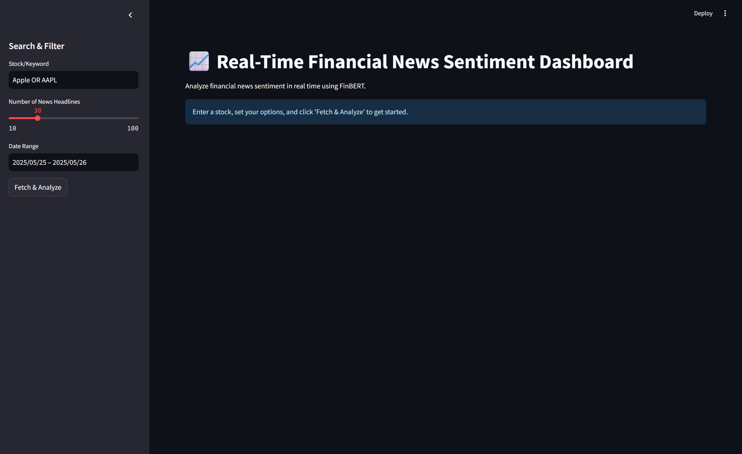 Interface of Application
